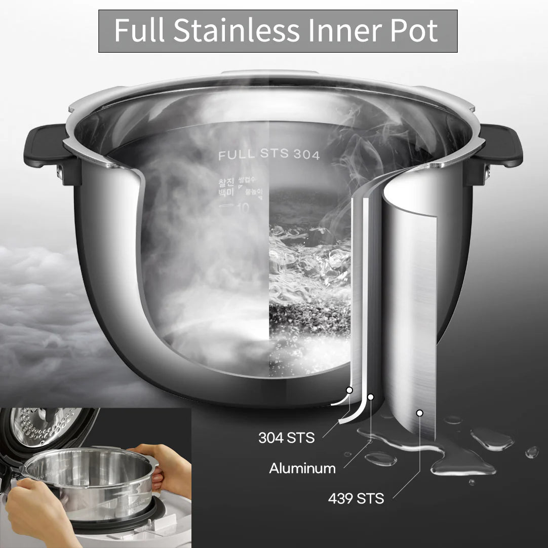Cuchen IH Dual Pressure Full Stainless Rice Cooker 10 Cup CRH-TWS1010PWUS