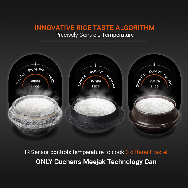 Cuchen IR Pressure Rice Cooker Meejak CJH-PH0610RCW (6-Cup) | CJH-PH1000RCW (10-Cup) Silver - Cuchen US