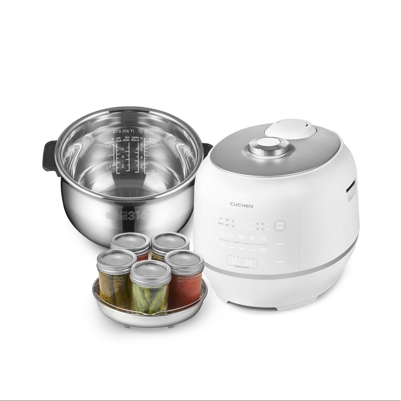Cuchen IH Dual-Pressure Rice Cooker 10 Cup CRT-RPD1010IEWUS | Full Stainless Inner Pot, PFAS-Free - Cuchen US